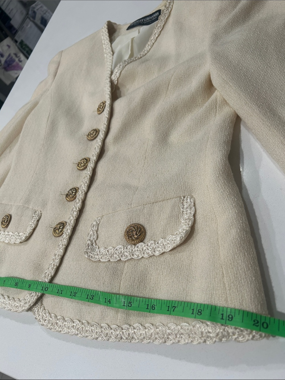 Herbert Grossman Vintage-Inspired Cream Bouclé Jacket with Gold Buttons - Picture 16 of 16